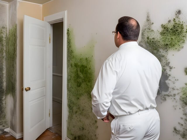 mold inspector inspecting mold in a house